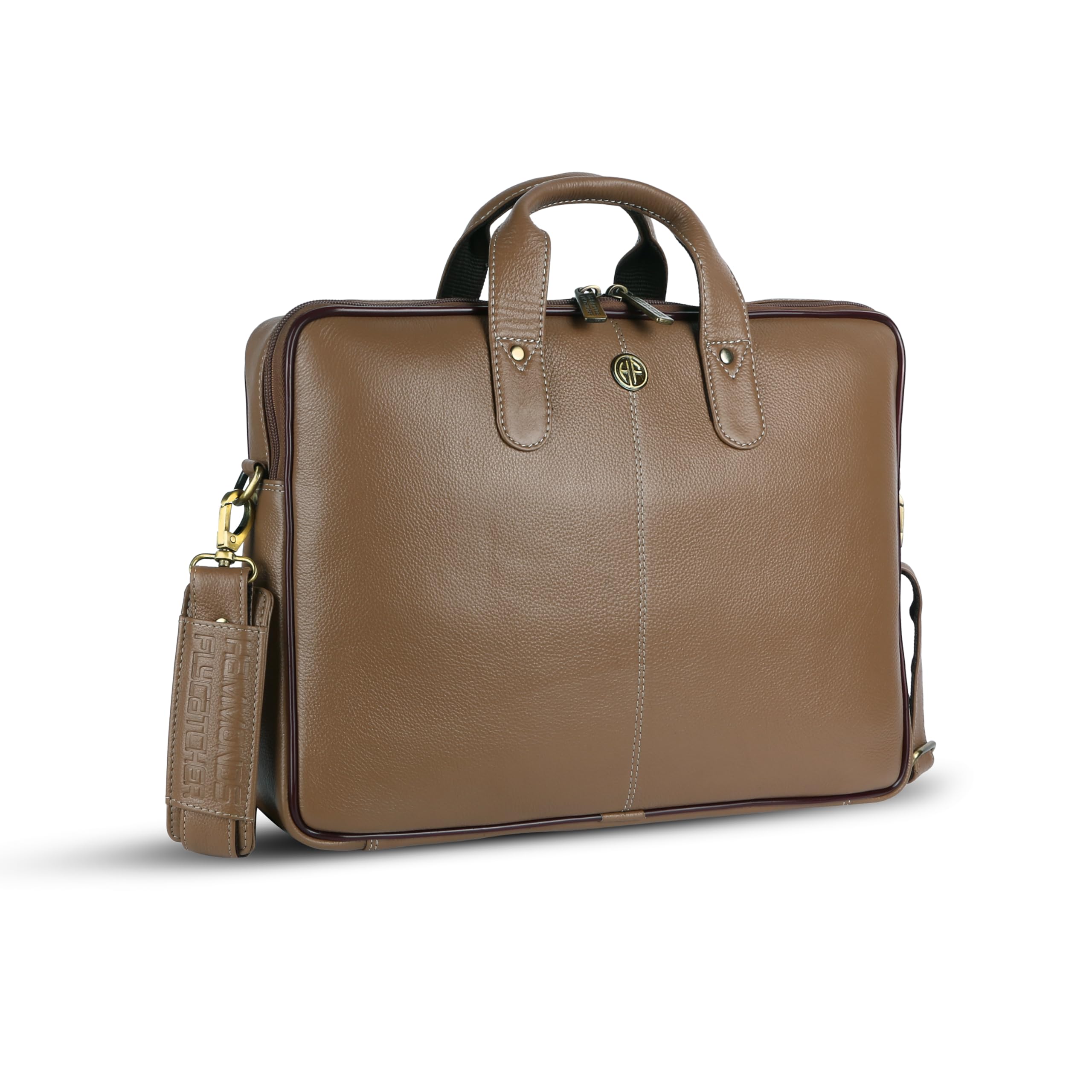 HAMMONDS FLYCATCHER Genuine Leather Office Bag for Men - 15.6 Inch Laptop Bag for Men for Professionals, Business Travelers - Adjustable Straps & Multiple Compartments - 1 Year Warranty - Burlywood