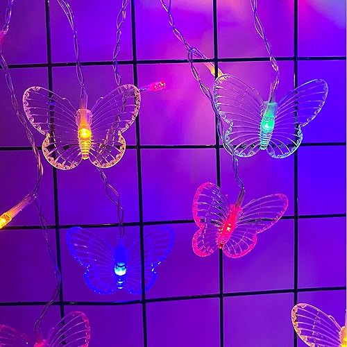 Miniatura 5 de Luces de cortina de mariposa, 60 LED, 8 modos, guirnalda de luces de hadas, 8.2 pies x 1.9 pies, luces estrelladas parpadeantes con control remoto