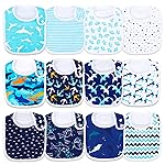 Benoxine Baby Bibs Super Soft and Absorbent Organic Cotton Baby Bandana Drool Bibs Set for Boys Girls Newborn Unisex 3-36 Months 12 Pcs