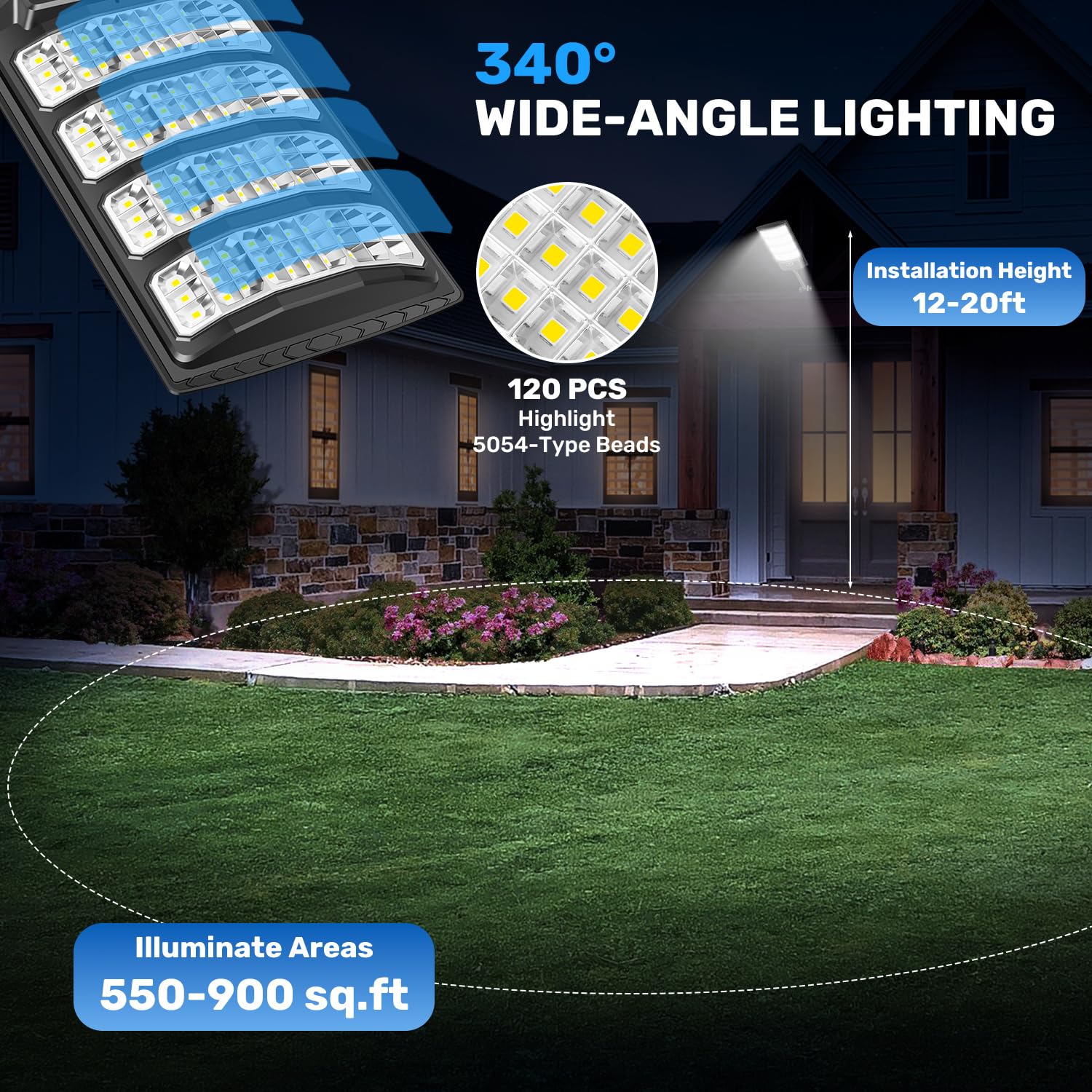 LEKIA Solar Lights Outdoor, 6500K Super Bright Solar Street Lights Outside Dusk to Dawn with Motion Sensor and Remote Control - Image 4