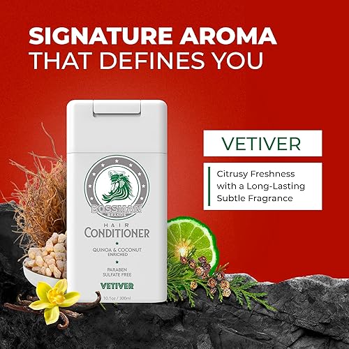 Vista 39 de Bossman Combo de champú y acondicionador para el cabello, fórmula hidratante, fortalecedora y calmante para el cabello de los hombres, sin parabenos