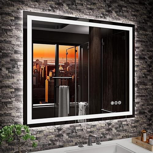 Miniatura 52 de Amorho - Espejo de pared para tocador de baño, de 20x28 pulgadas, con luz LED delantera y luz trasera, espejos de montaje en pared regulables sin
