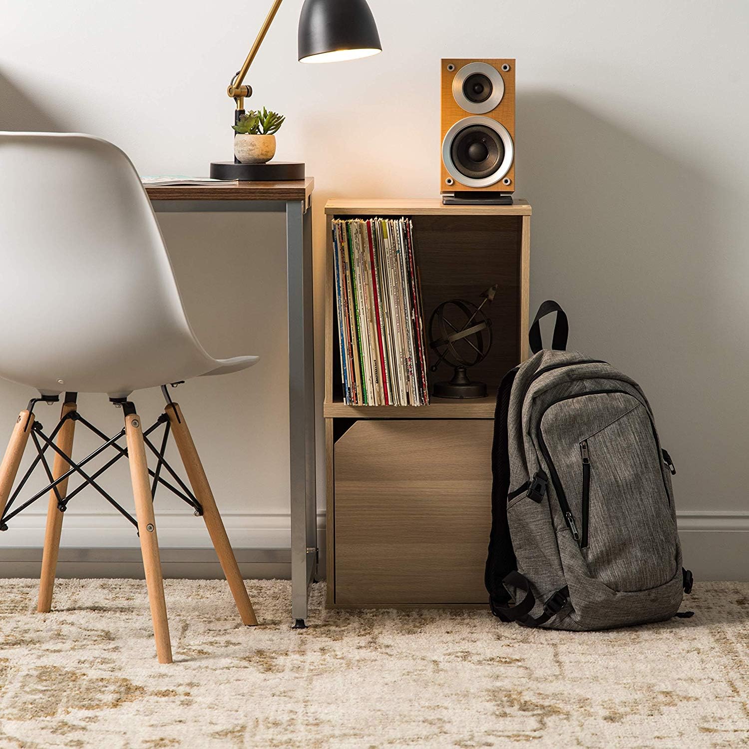 Iris Ohyama, Étagère, Meuble, Cube de Rangement, Petit Meuble de Rangement, Meuble d'appoint,Porte avec Clips, Empilable, Solide, Bureau, Chambre, Salon - QR Box with Door - QR-34D- Marron Clair
