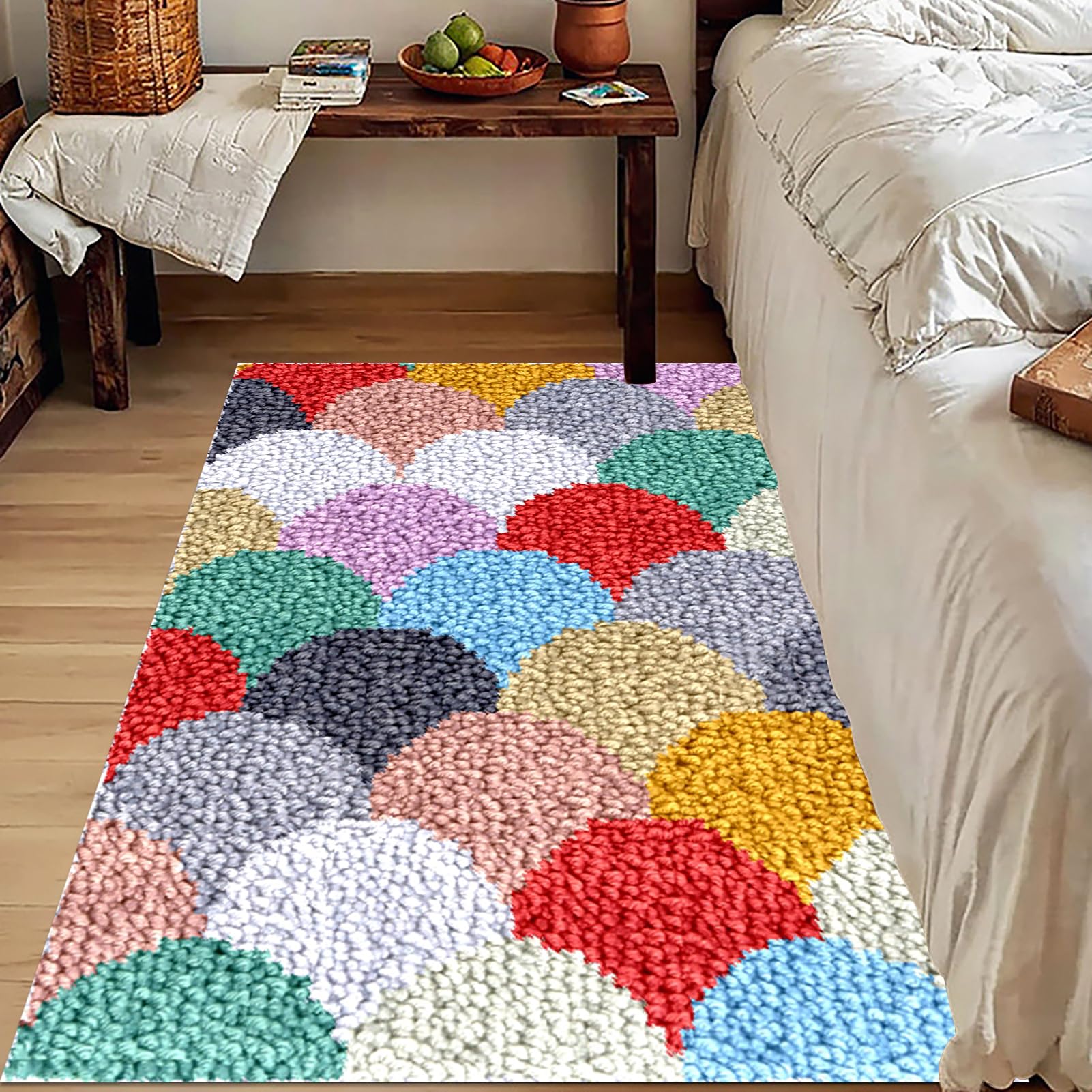 Knüpfteppich Zum Selber Knüpfen, Tapisserie Teppich Knüpf-Sets Kreuzstich Set Knüpfen Set Für Erwachsene DIY Handwerk Geschenke Fußabtreter Knüpfen Set 55x75 cm