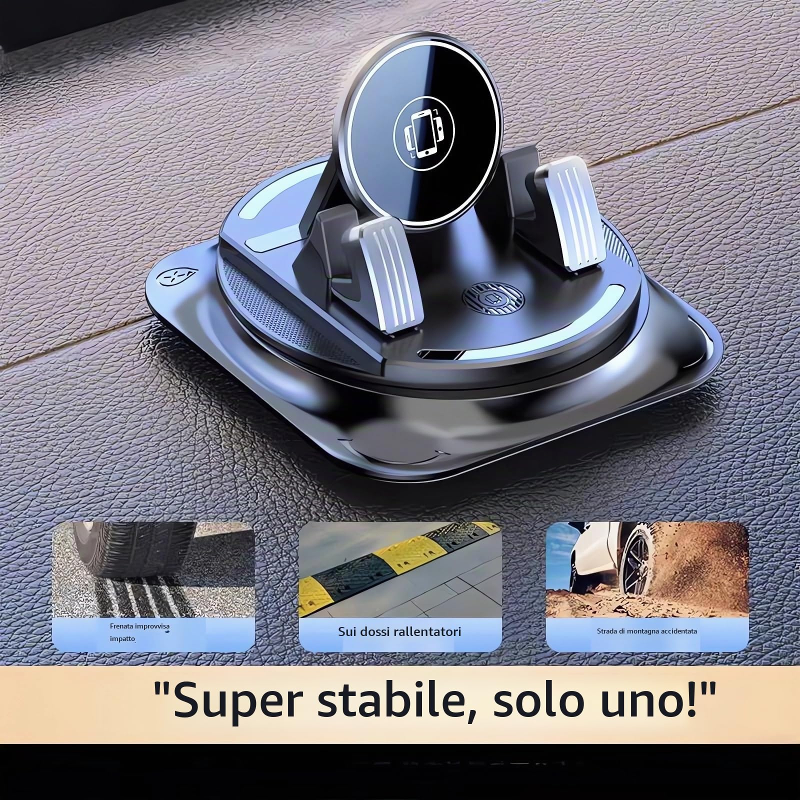 Porta Cellulare da Auto in silicone antiscivolo offre una rotazione di 360 gradi, Supporto Telefono Auto Cruscotto,Portatelefono da Automobile Universale per Smartphone iPhone （Nero）
