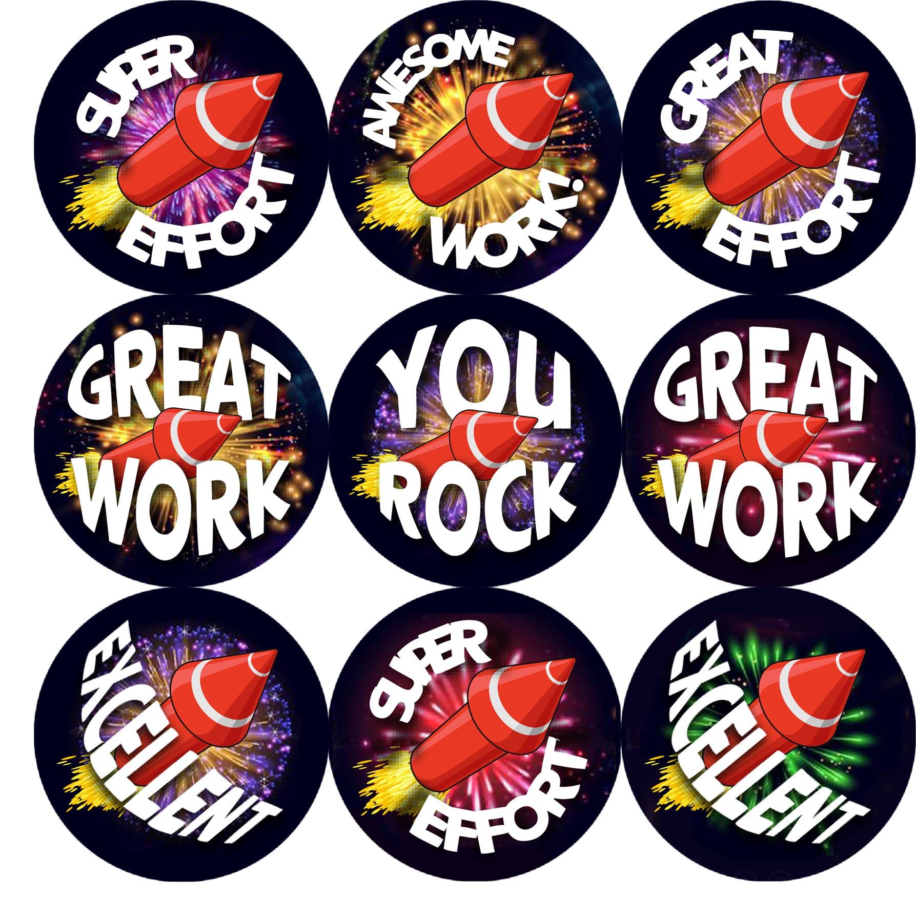 Sticker Stocker 144 Firework Praise 30Mm Stickers Glossy Bonfire Themed Reward Stickers