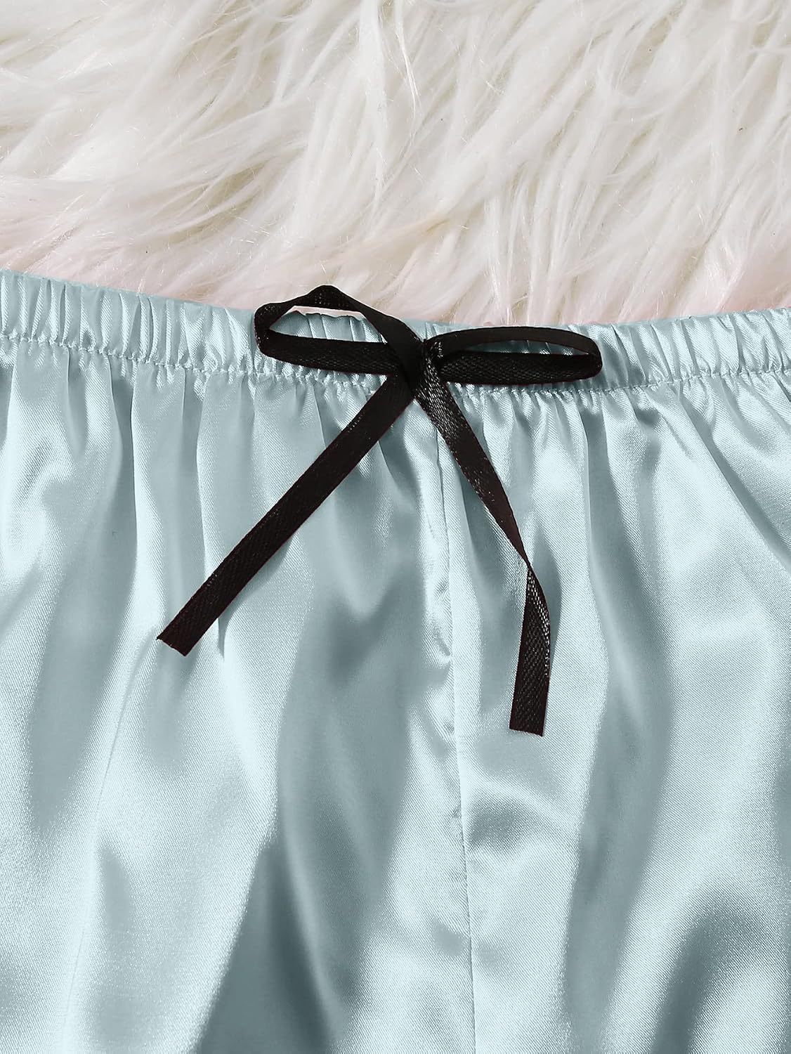 SOLY HUX Women's Satin Pajama Set with Lace Trim – 4-Piece Sleepwear & Robe