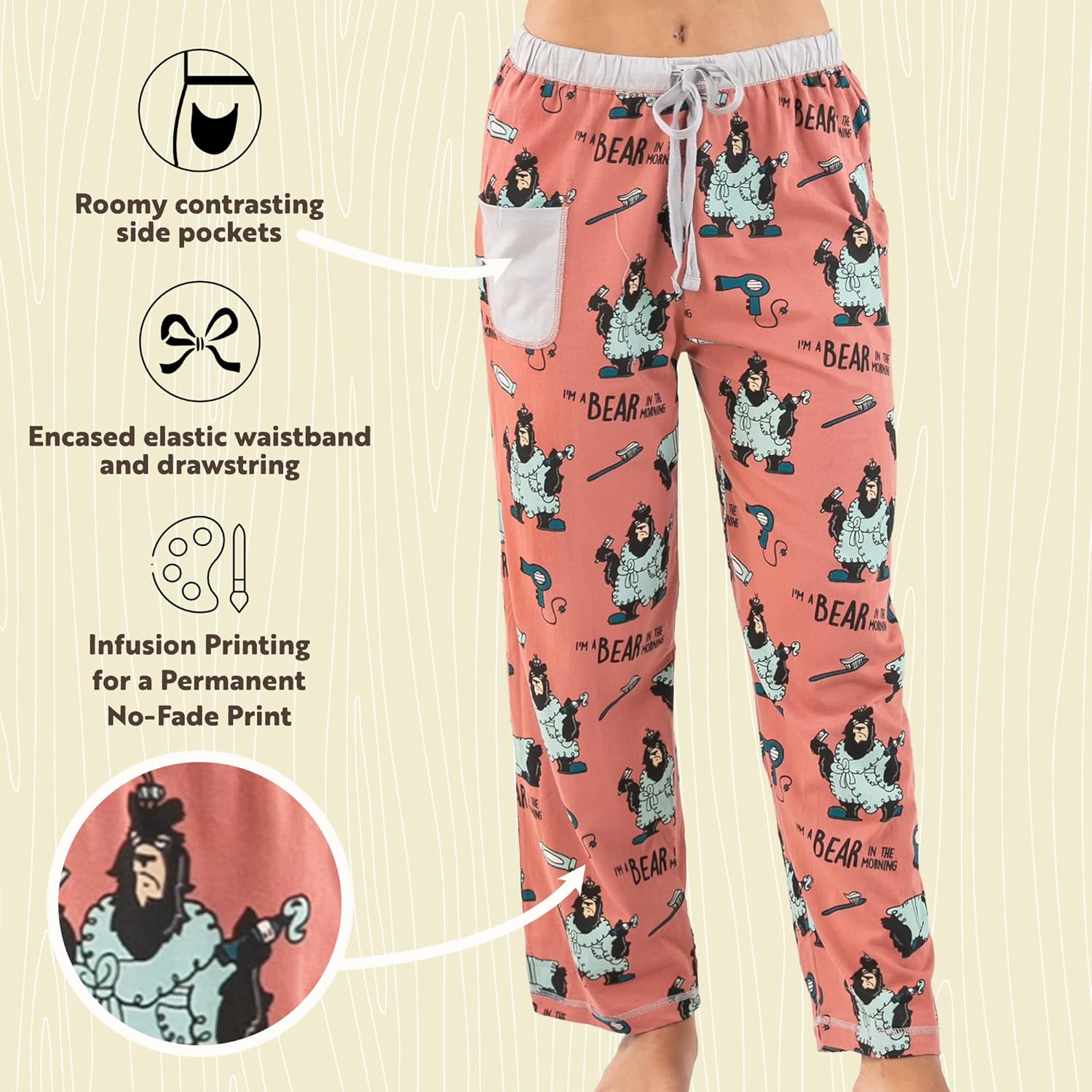 Lazy One Pajamas for Women, Cute Garden and Bear Pajama Pants and Top Separates - Image 5