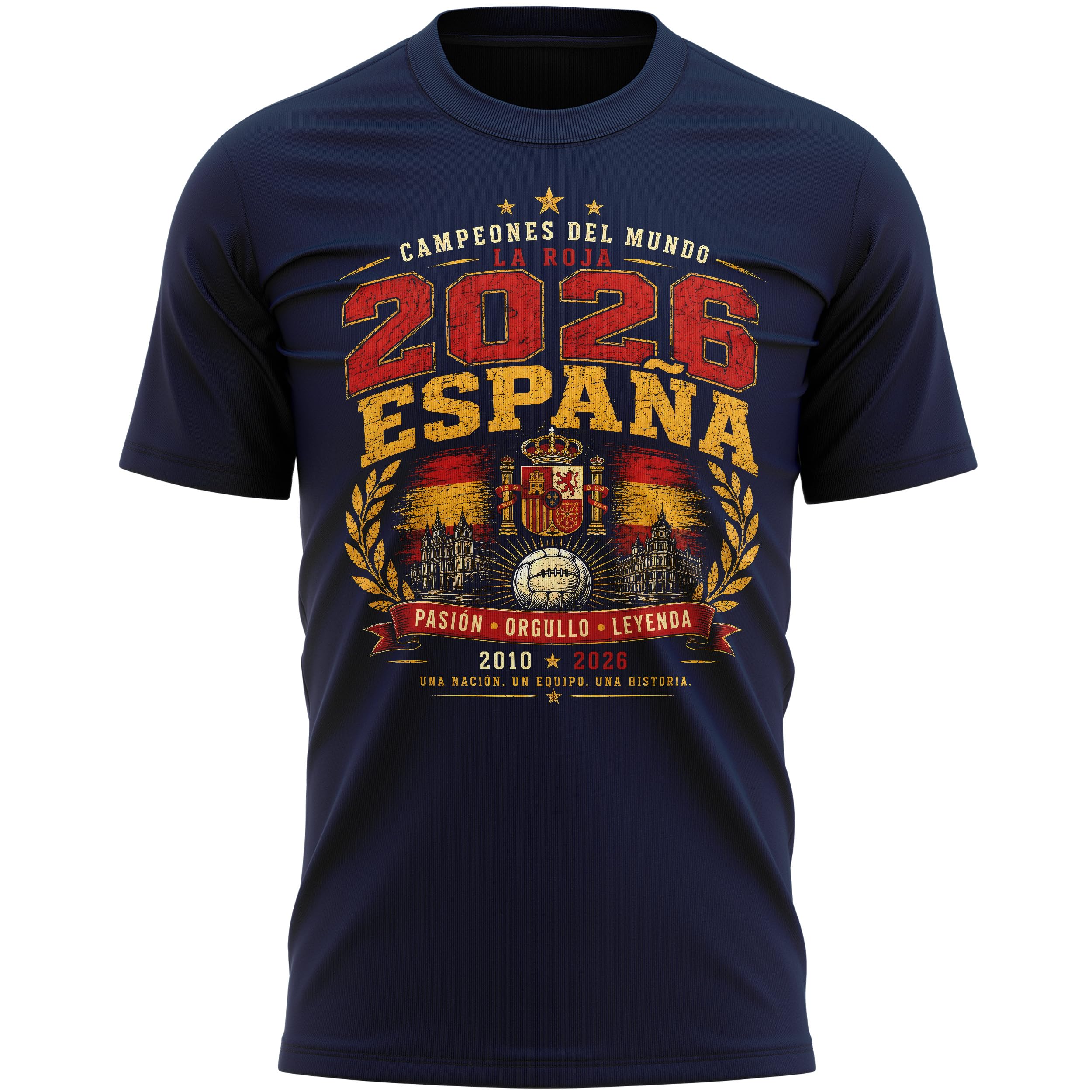 España Champions Mens T Shirt - Spain Campeones Del Mundo Football Tee - Spanish Supporter Top, XL, Navy