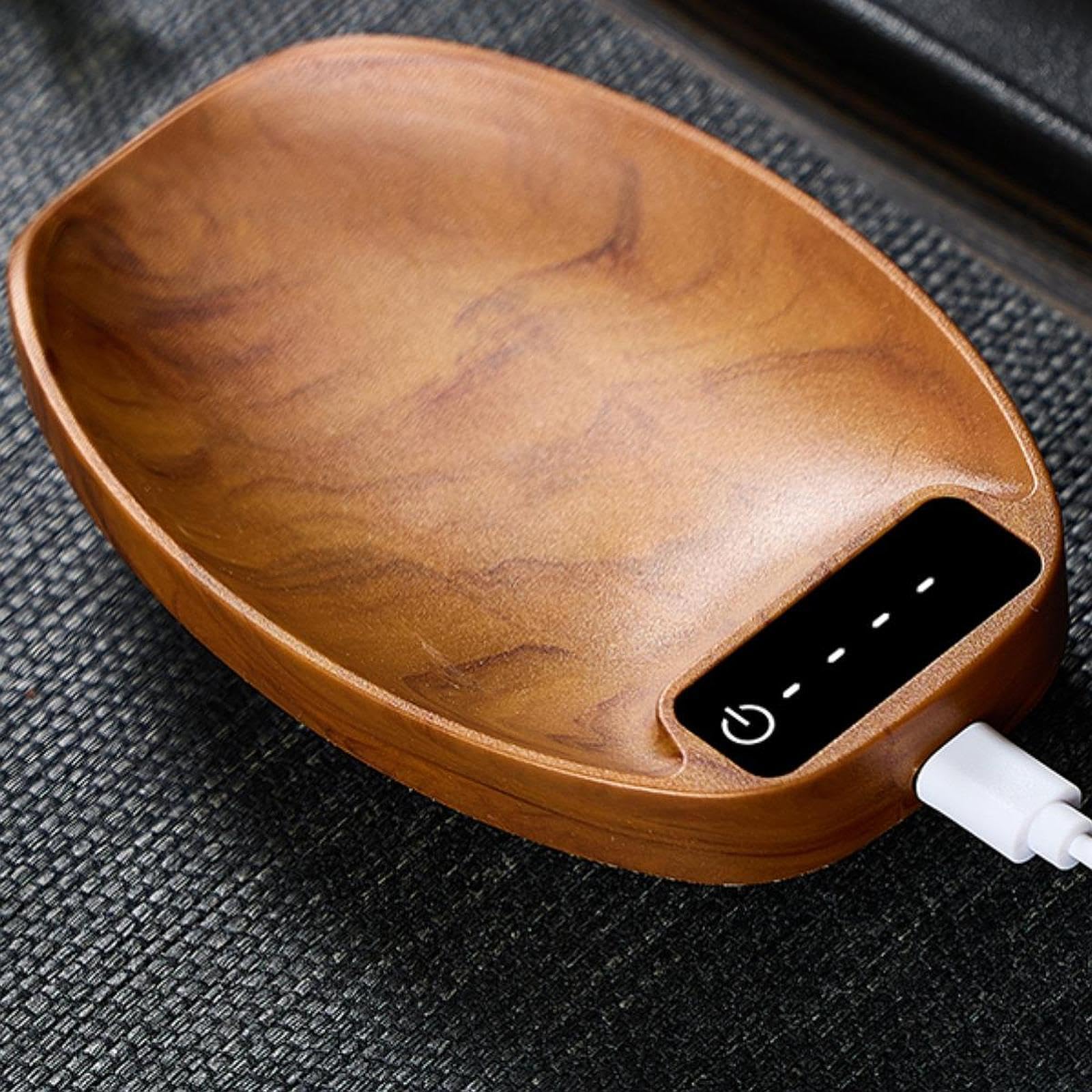 Electrónica para Medir Alimentos Té Café con Cuchara Digital Material PP Acabado Madera Diseño Pequeño Recargable USB Apta para Oficina Hogar, MarrÓn, Individual