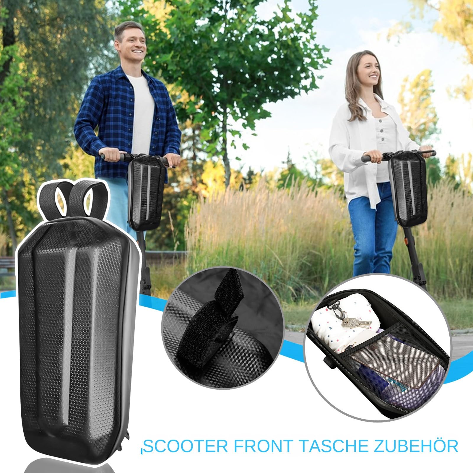 Sacchetto elettrico per scooter – Contenitore per sacchetti per scooter elettrico, 3 l, custodia rigida anteriore | per scooter elettrici, borse per il trasporto, borsa per scooter