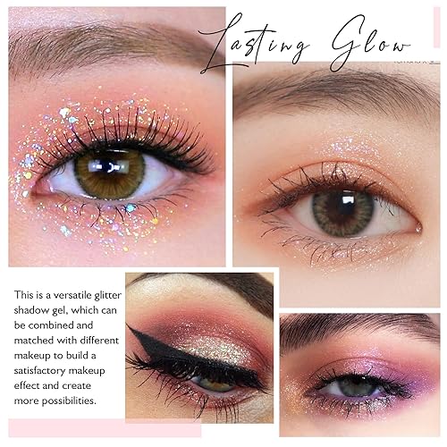 Miniatura 5 de KYDA Sombra de ojos líquida con purpurina de 5 colores, sombra de ojos metálica brillante, sombra de ojos de acabado brillante duradero, maquillaje