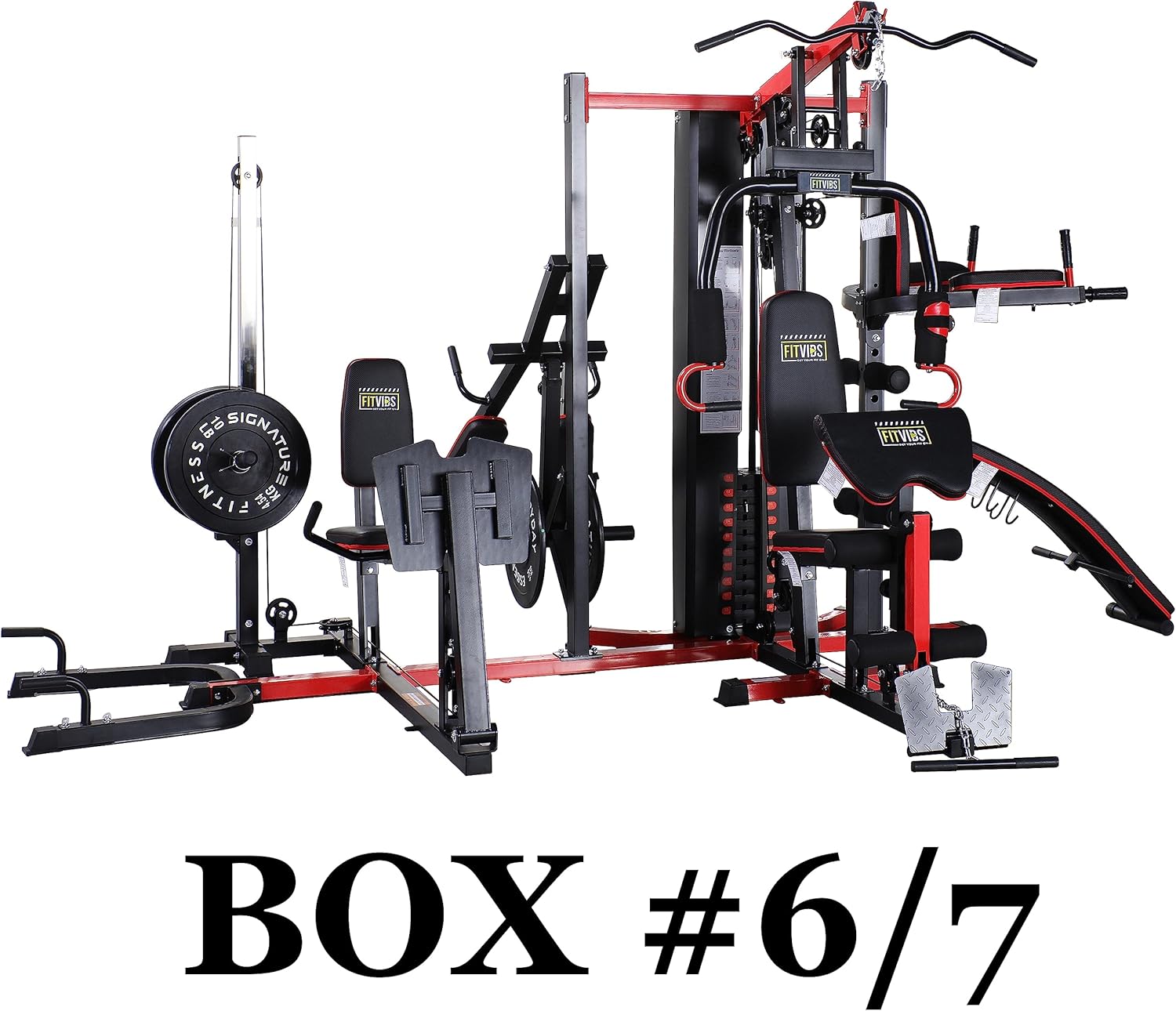 Fitvids Multifunctional Home Gym System Workout Station with Leg Extension and Preacher Curl, 122.5LB Weight Stack, Multiple Options, Multiple Packages