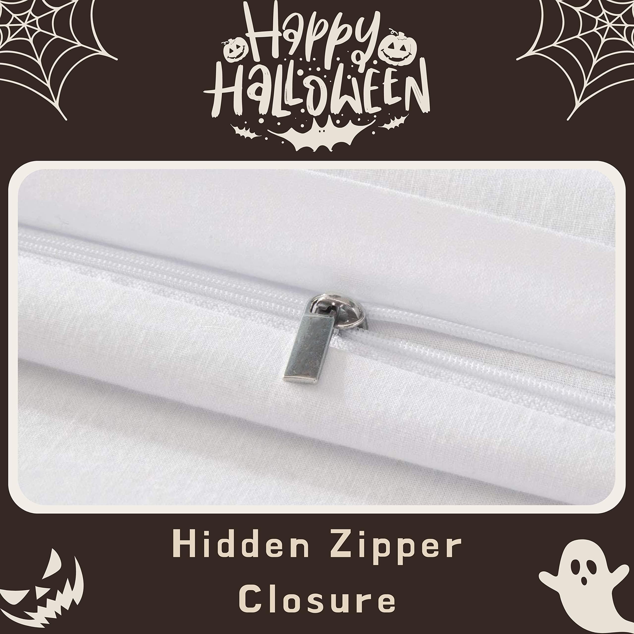 GEDAEUBA Halloween Bettwäsche 140x200 - Süße Geist Kürbis Bettbezug 140x200 2er Set, Wendebettwäsche und Kissenbezug 70x90, Weiche & Angenehme