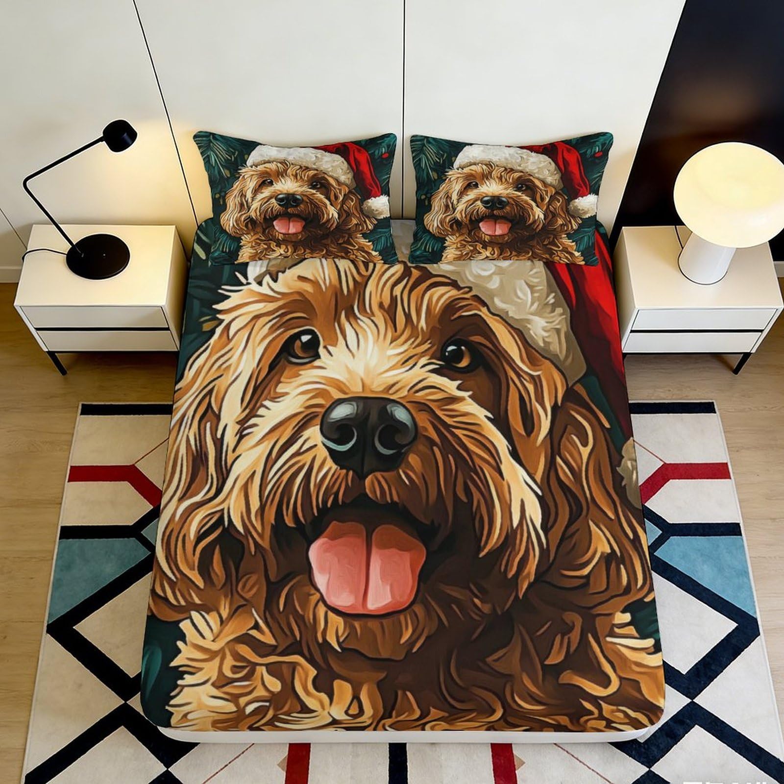Jqzkxnhpbr Style-2 3D Printed Brown Cartoon Dog Fitted Sheet Microfiber Soft Anti-Slip Realistic Puppy Bed Cover For Bedroom Guest Room Decor 90X200x25cm