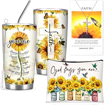 Christian Gifts For Women Faith, Sunflower Birthday Gifts For Women, Inspirational, Religious, Faith, Get Well Soon, Gift For Mom, Wife, Friend, Sister, Mothers Grandma- Gift box