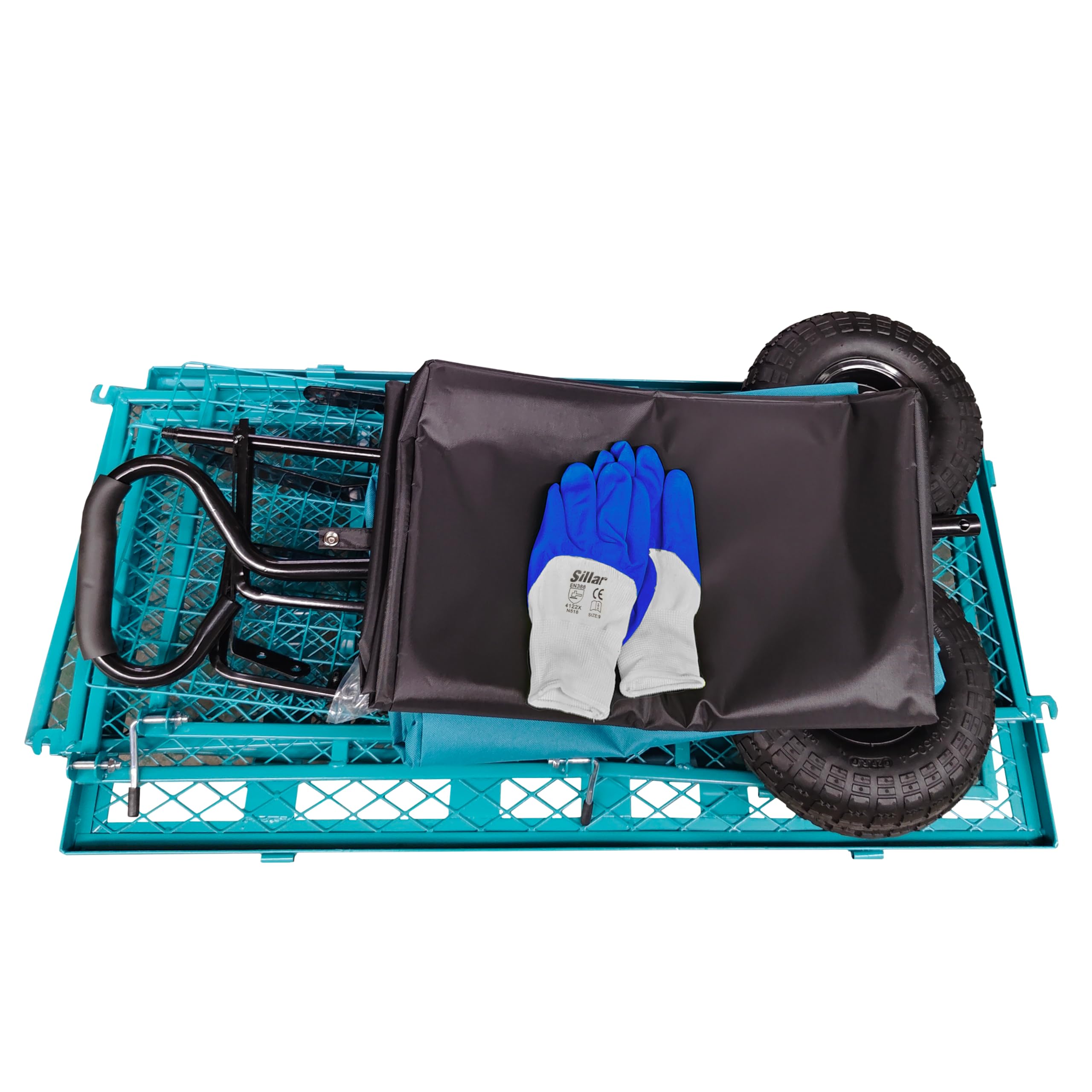 Sillar Tectake Carrello Spiaggia Giardino 4 Ruote – Carrello Pieghevole Portatutto 350 kg in Rete d’Acciaio, Paratie Apribili, Wagon Campeggio Portalegna