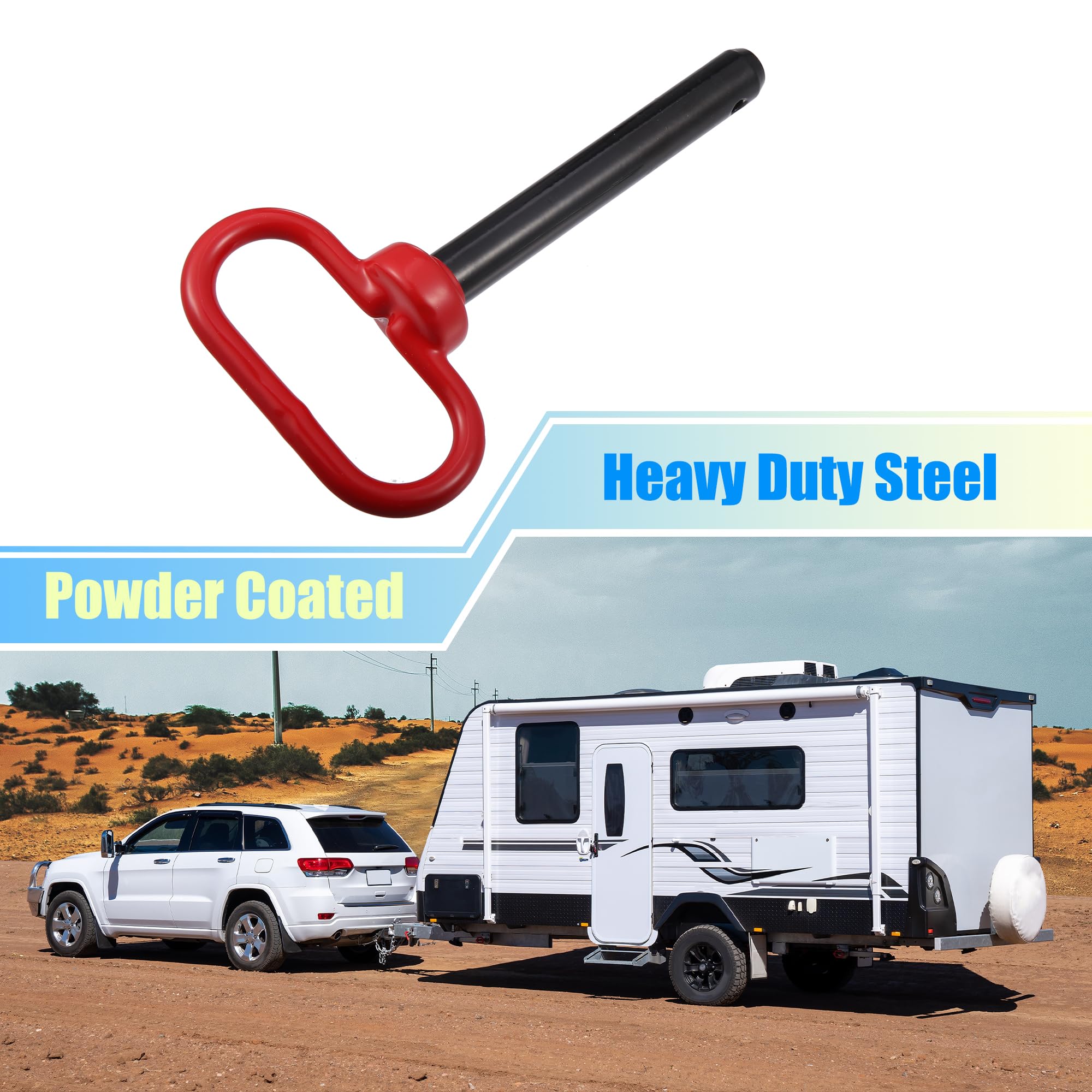 X AUTOHAUX 1pcs 5/8" x 4" Trailer Towing Hitch Clips and Pins Red, 5/8 x 4 inch - Image 2