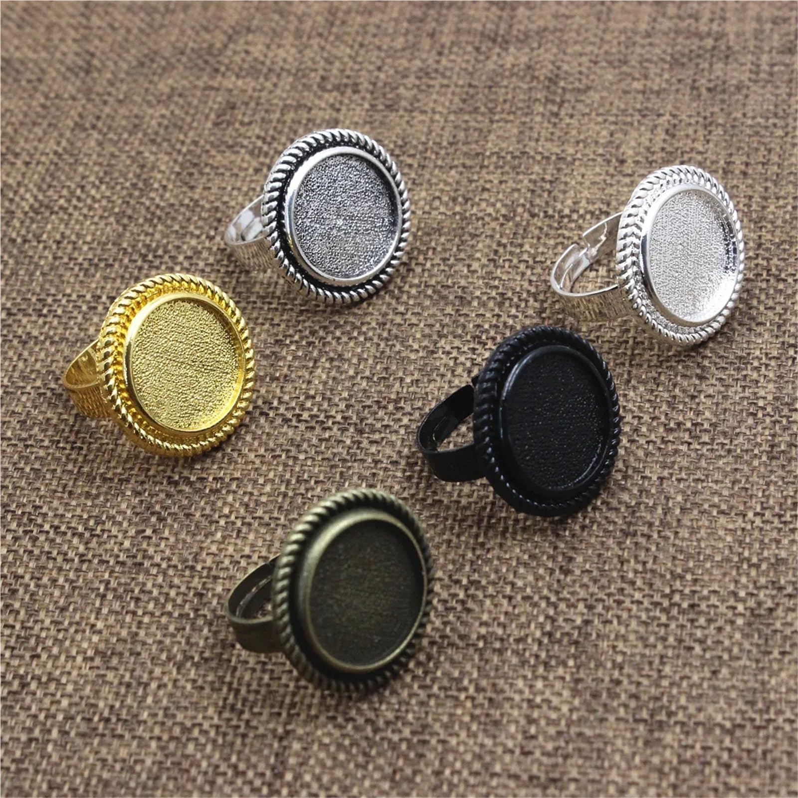 Fabrication de bagues Ajustables, Cabochons à Anneau Rond Multicolores de 16mm, 40 pièces, réglage Vierge, Plateau Lunette, Base réglable(Mixed)