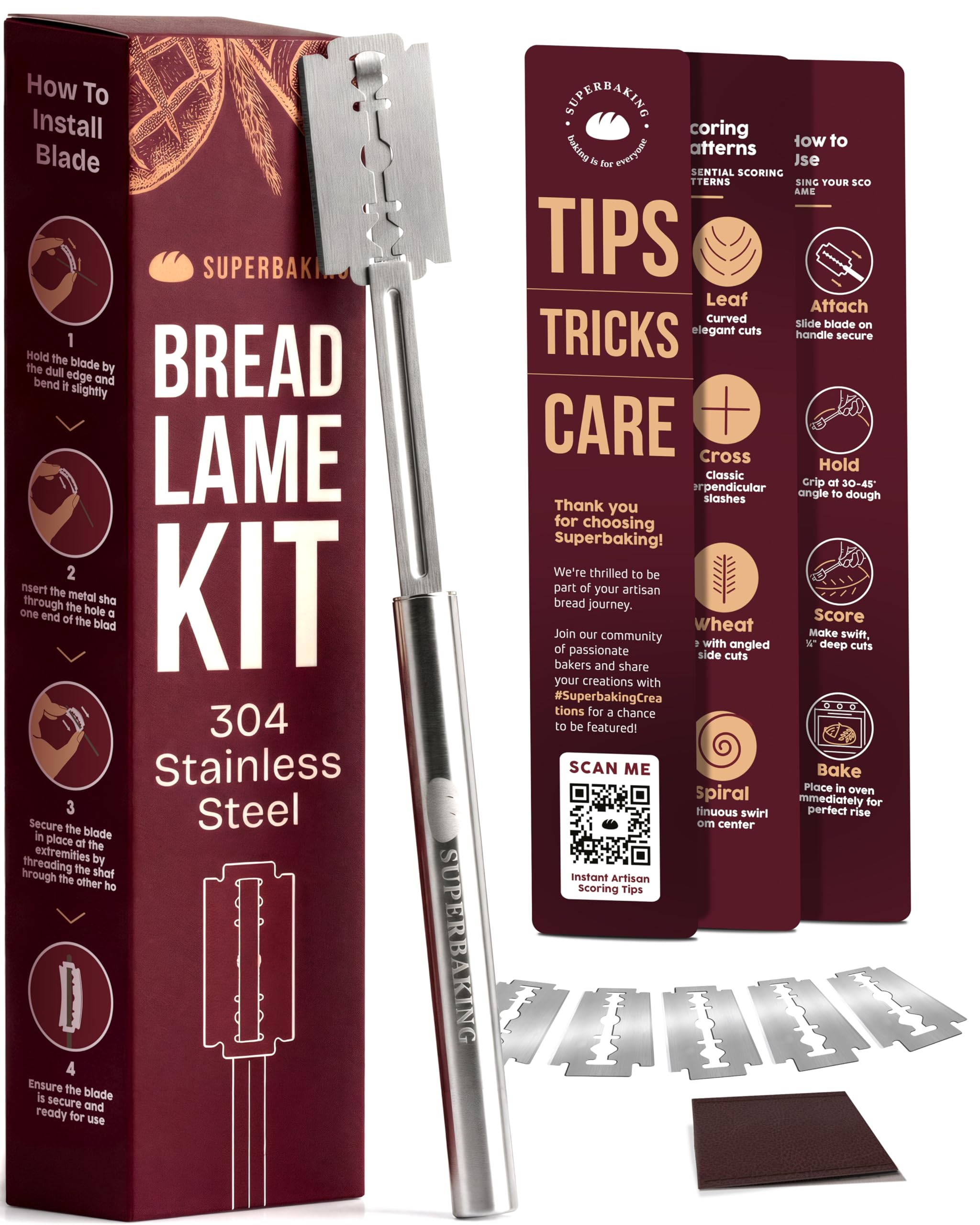Superbaking Bread Lame - 5 Blades Included -10 Superbaking Bread Lame - 5 Blades Included -10