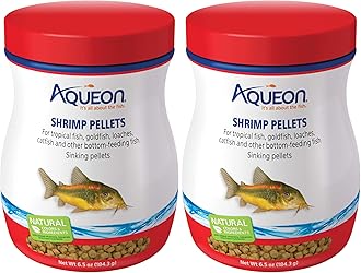Aqueon Shrimp Pellets Sinking Food for Tropical Fish, Goldfish, Loaches, Catfish and Other Bottom Feeding Fish, 6.5 Ounces (Pack of 2)
