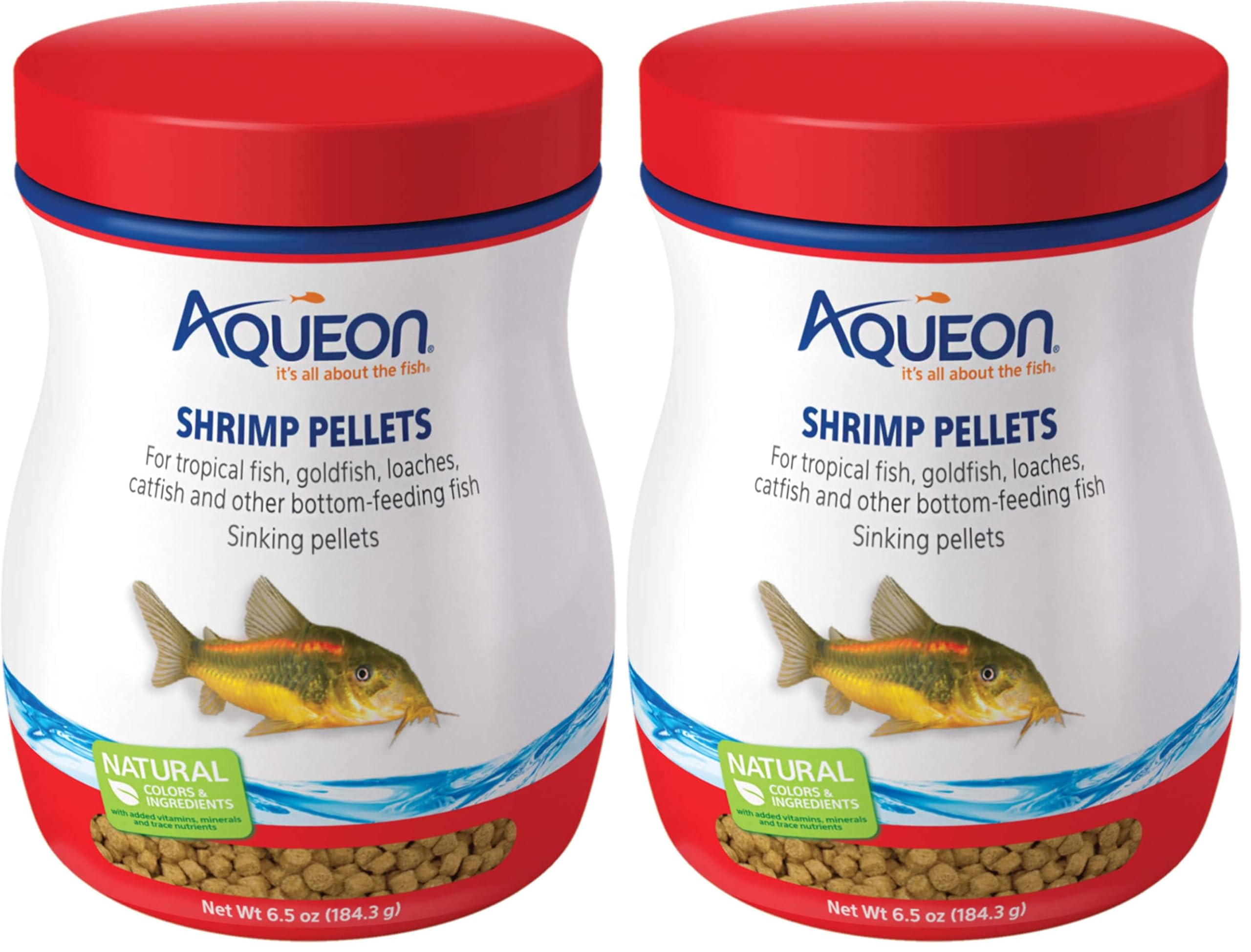 Aqueon Shrimp Pellets Sinking Food for Tropical Fish, Goldfish, Loaches, Catfish and Other Bottom Feeding Fish, 6.5 Ounces (Pack of 2)