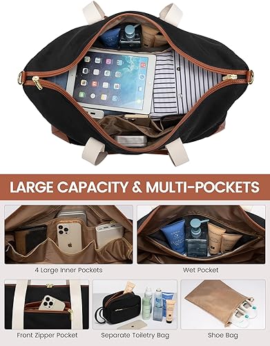 Miniatura 3 de LOVEVOOK Bolsa de viaje para mujer, bolsas de fin de semana, Negro -, Casual