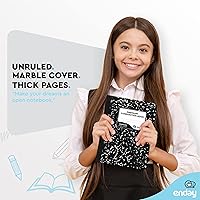 Vista 2 de Emraw Libro de composición de mármol negro, papel sin reglas, 100 hojas, para oficina, para dibujo de lácteos, notas, diarios, cuaderno