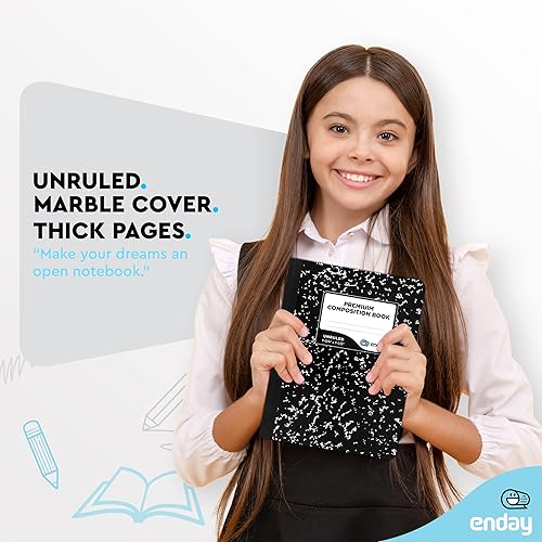 Miniatura 2 de Emraw Libro de composición de mármol negro, papel sin reglas, 100 hojas, para oficina, para dibujo de lácteos, notas, diarios, cuaderno de