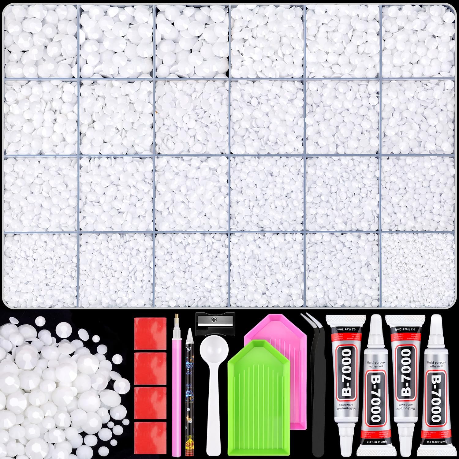TINKRSTUFF 36000Pcs White Rhinestones Bedazzling Kit