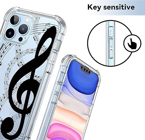 Miniatura 3 de Funda transparente para iPhone 11 Pro Max con notas musicales, diseño estético de patrón de partituras musicales para mujeres y adolescentes, funda