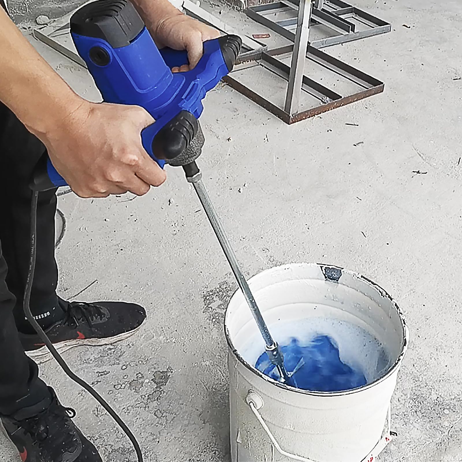 Malaxeur Mortier Colle, 2600W Mélangeur Électrique Professionnel à 6 Vitesses, M14 Barre Spirale Chromée, Agitateur Malaxeur pour la Peinture, Mortier, Platre, Mastic