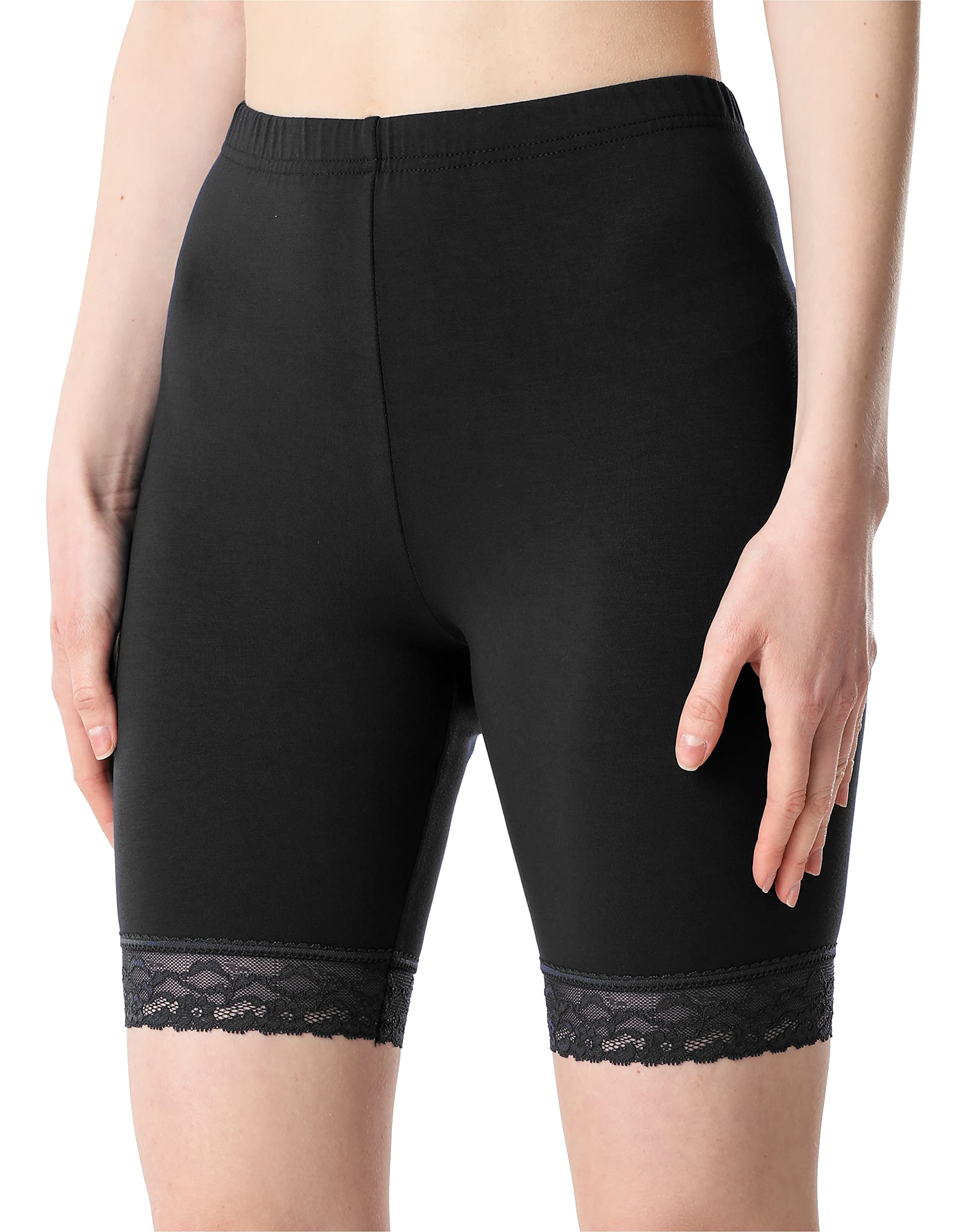 Bellivalini Damen Kurze Leggings aus Viskose mit Spitze BLV50-216