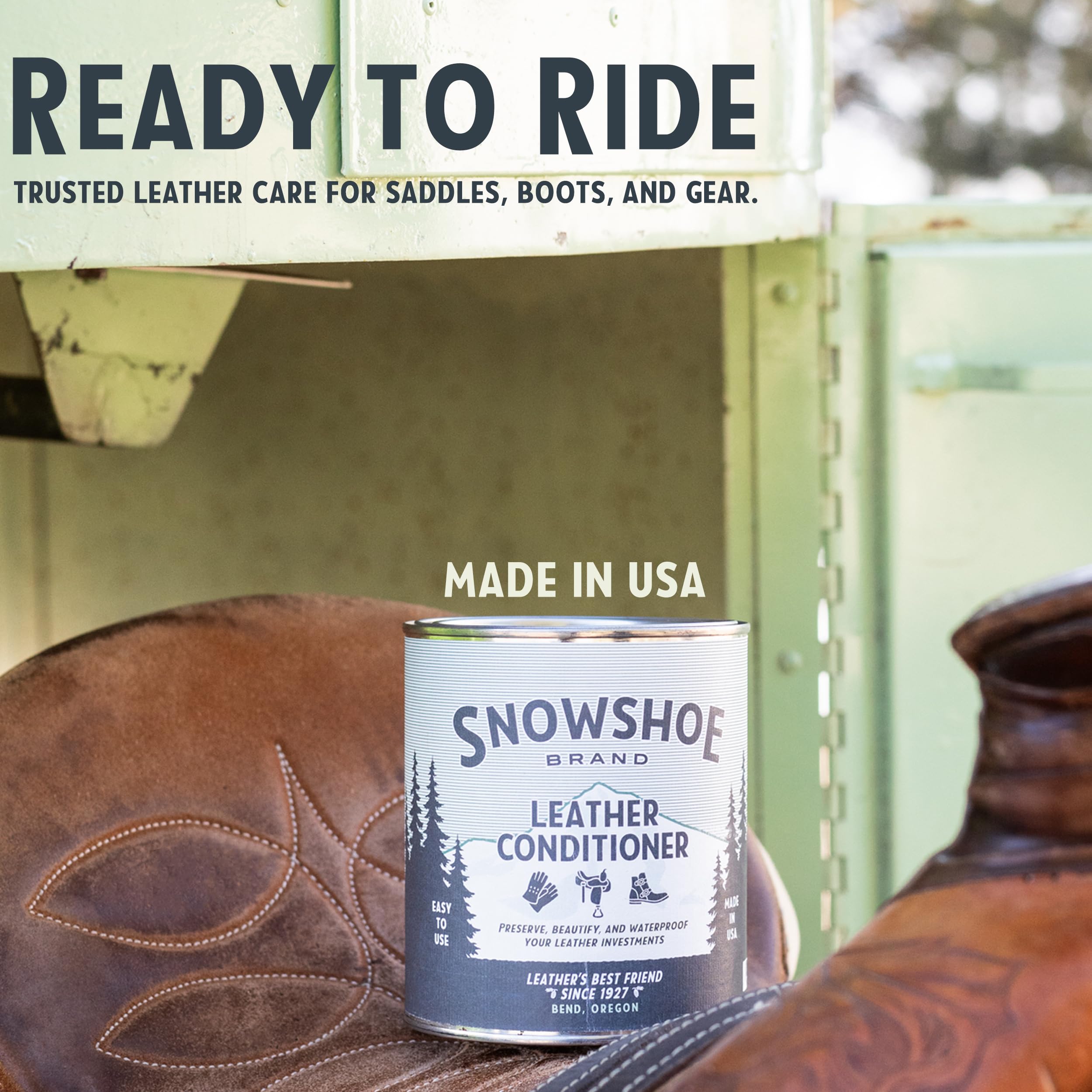 Generic Apósito de cuero para raquetas de nieve, acondicionador de cuero, protege, acondiciona, restaura y protege el cuero resistente al agua, acondiciona los sillines y tachuelas desde 1927,