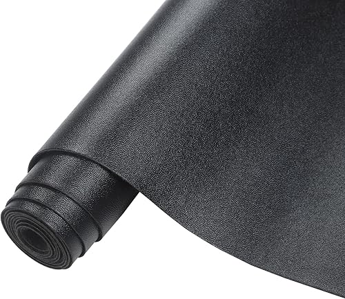 CDY Hojas de piel sintética negra lisa de 13.8 x 53 pulgadas (13.8 in x 53.1 in) color sólido, rollo de piel sintética perfecta para manualidades,