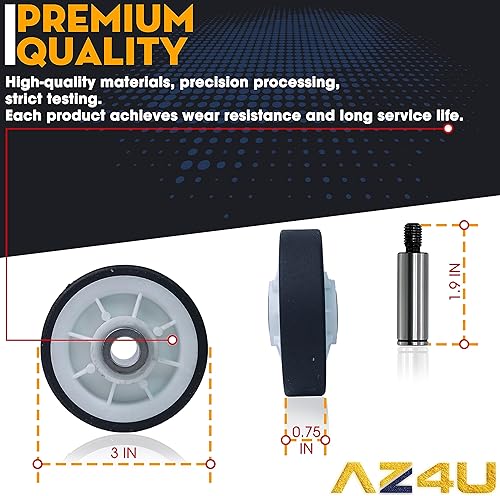 Miniatura 2 de AZ4U Kit de reparación de secadora Rodillos de tambor 12001541 303373K W10116741 303373, correa 33002535 WP33002535 33001777, polea tensora