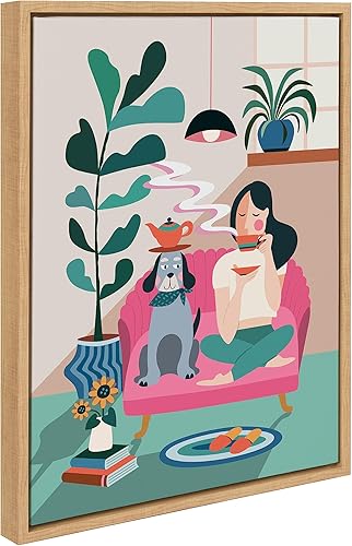 Kate and Laurel Sylvie - Lienzo enmarcado moderno de mediados de siglo para pared, diseño de Rachel Lee de My Dream Wall, 18 x 24 pulgadas, natural, Kate and Laurel Sylvie - Lienzo enmarcado moderno de mediados de siglo para pared, diseño de Rachel Lee de My Dream Wall, 18 x 24 pulgadas, natural,