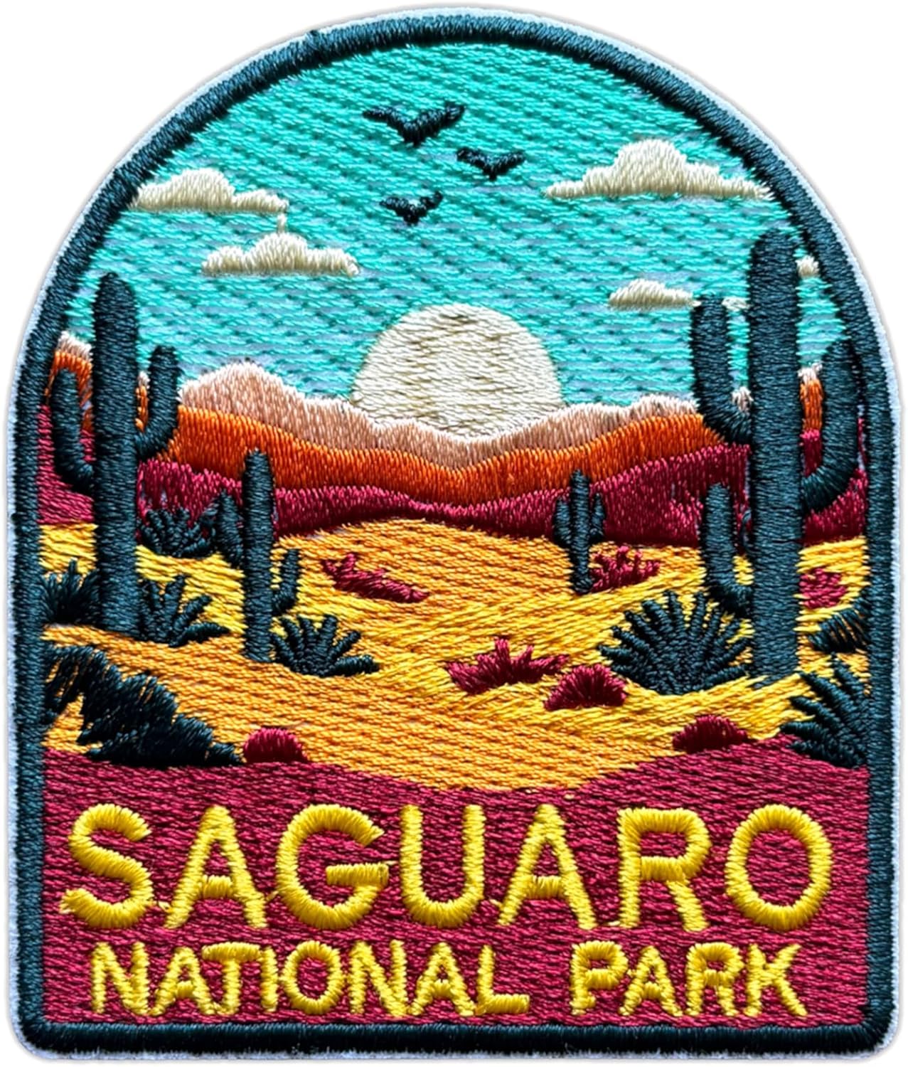 Saguaro Desert Cactus Patch for Backpacks Hats Jeans Bags, Size 3" Iron On or Sew On Patches, National Park Souvenir Embroidery Patches Appliques for Clothes, Aesthetic Patch for Travel Lovers