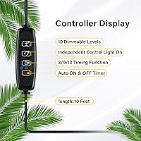Vista 4 de iPower Tiras de luz LED de crecimiento de plantas de espectro completo con 3 modos de temporización, 10 niveles regulables, 48 LED por tubo, lámpara