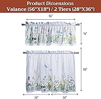 Vista 7 de Maison d' Hermine Juego de cortinas de cocina para ventanas 100% algodón Juego de cenefas de cocina para el hogar [2 niveles (71 cm x 91 cm) y 1