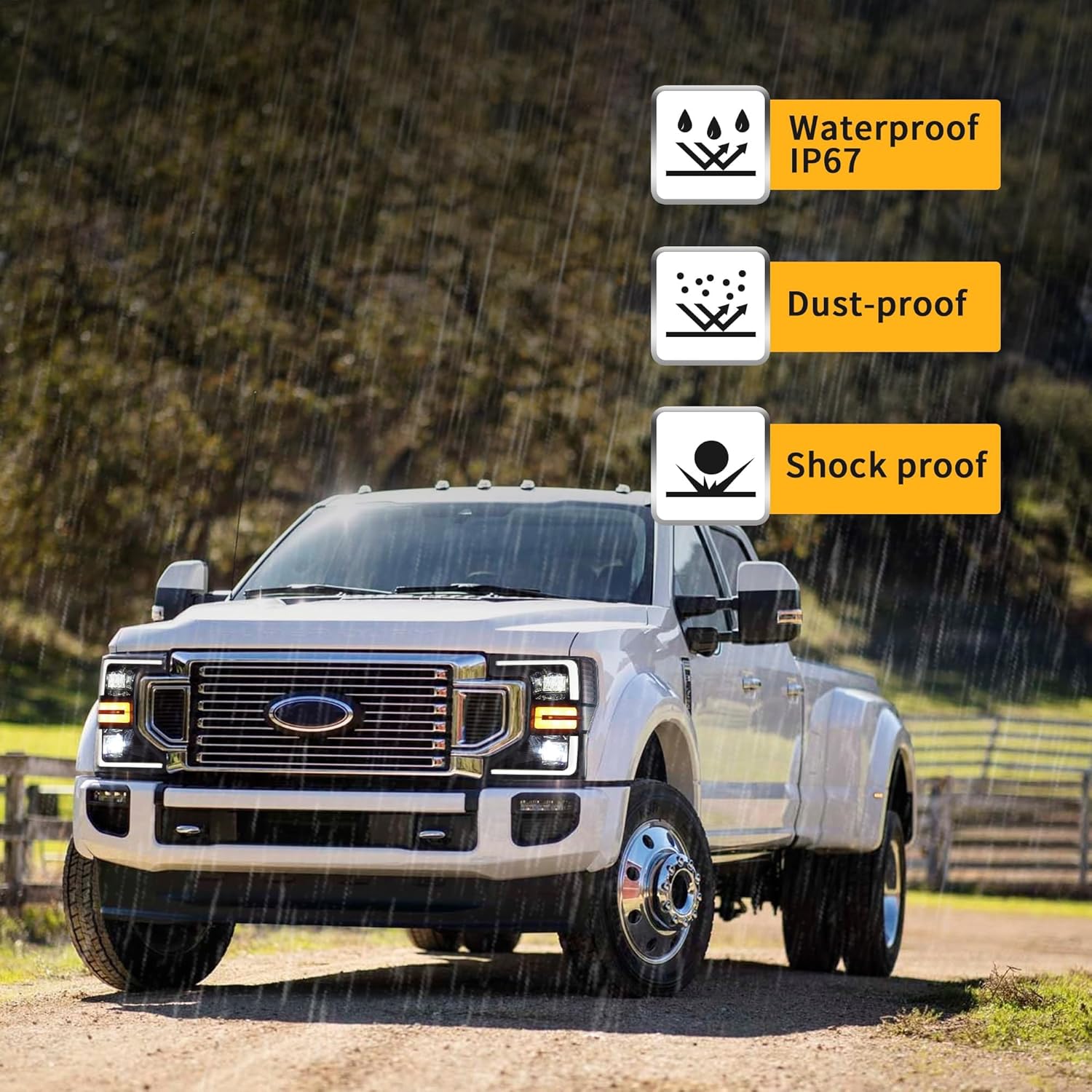 VLAND Led Headlights Compatible with F250 F350 F450 Super Duty 2020-2022 XL/XLT/Lariat/King Ranch Pickup Trucks Halogen Only Sold as Pairs