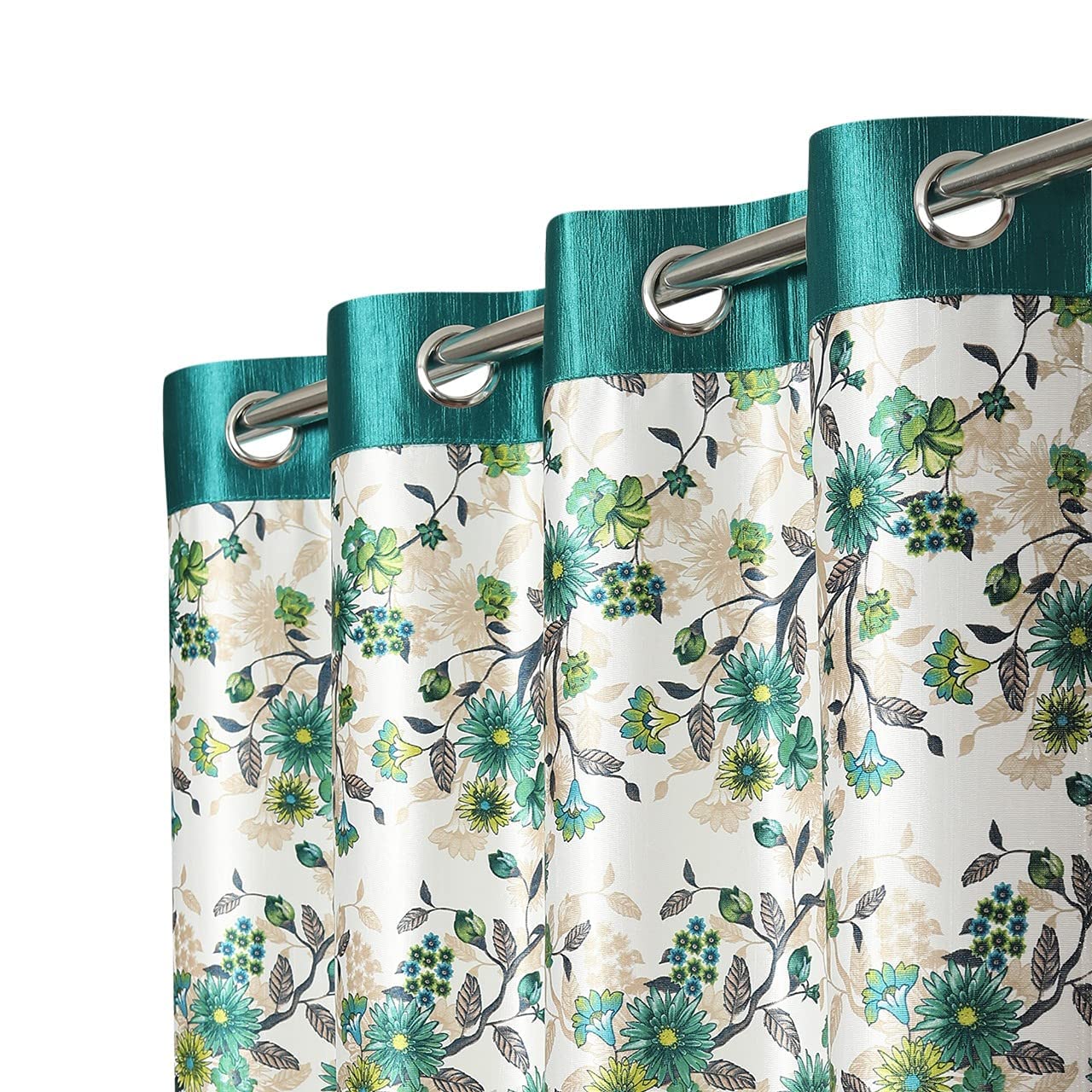 Ultica Fab Long Crush 6Ft Curtain For Window Set Of 2 | Floral Printed Panels For Home And Office | Polyester Grommet Curtains For Living Room Kitchen Hall, 4 X 6 Feet, Green New Leaf (B08RWG6TBJ) Amazon Price History, Amazon Price Tracker