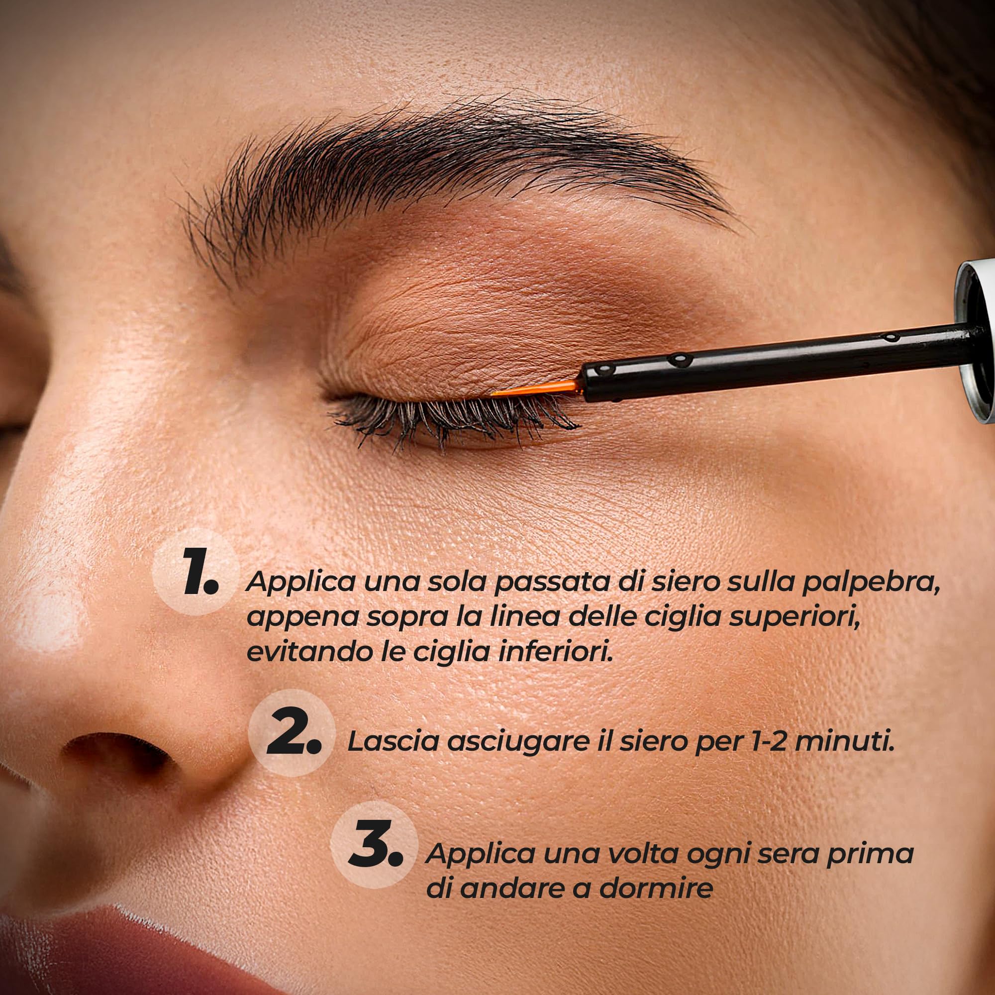 Siero Ciglia Allungante| Siero Crescita Rinforzante Naturale SENZA Ormoni| Trattamento Rinforzante 5ml per 4 Mesi | Guida e Misuratore Inclusi
