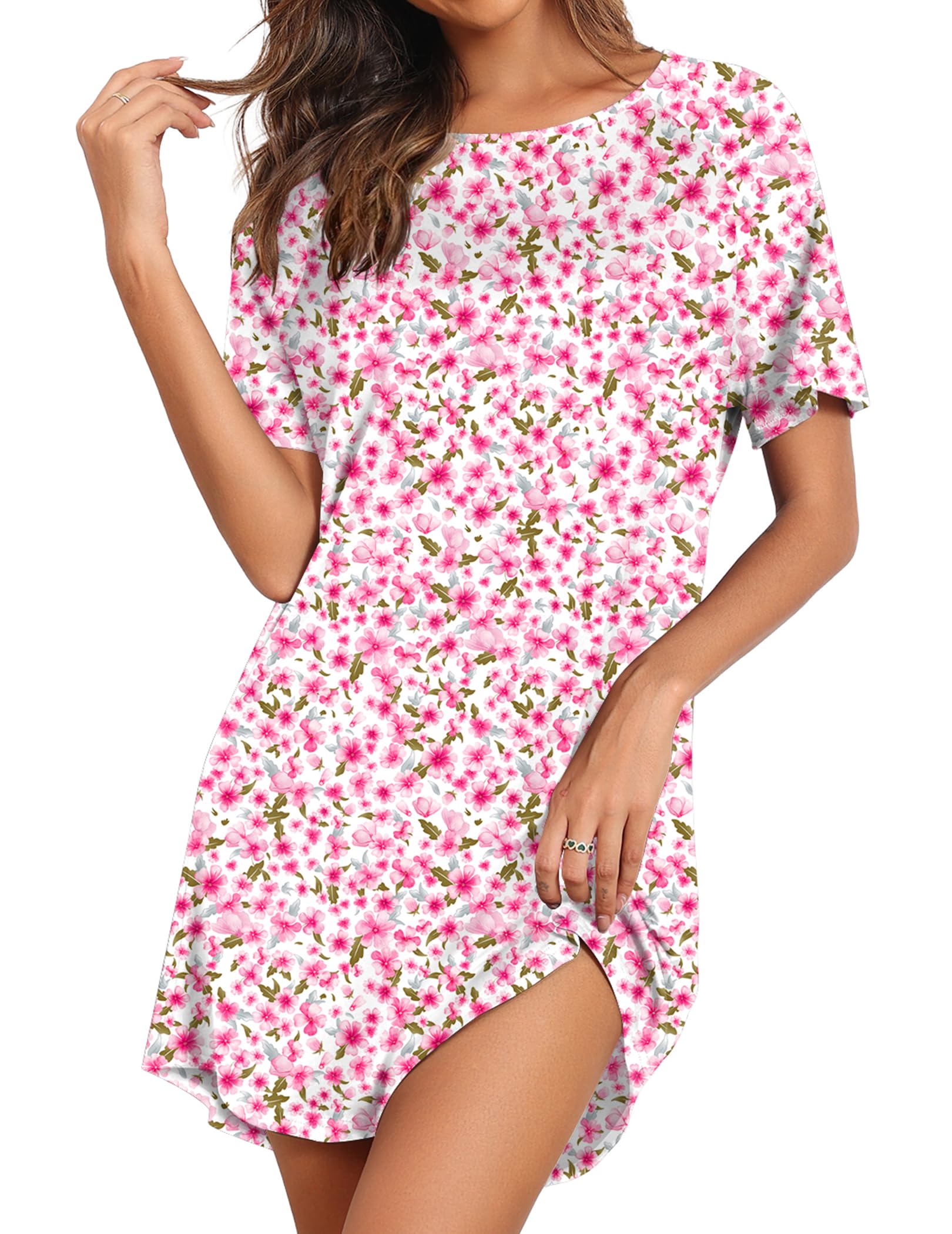 Ekouaer Nightgowns for Women Short Sleeve Sleep Shirts Pullover Nightshirt