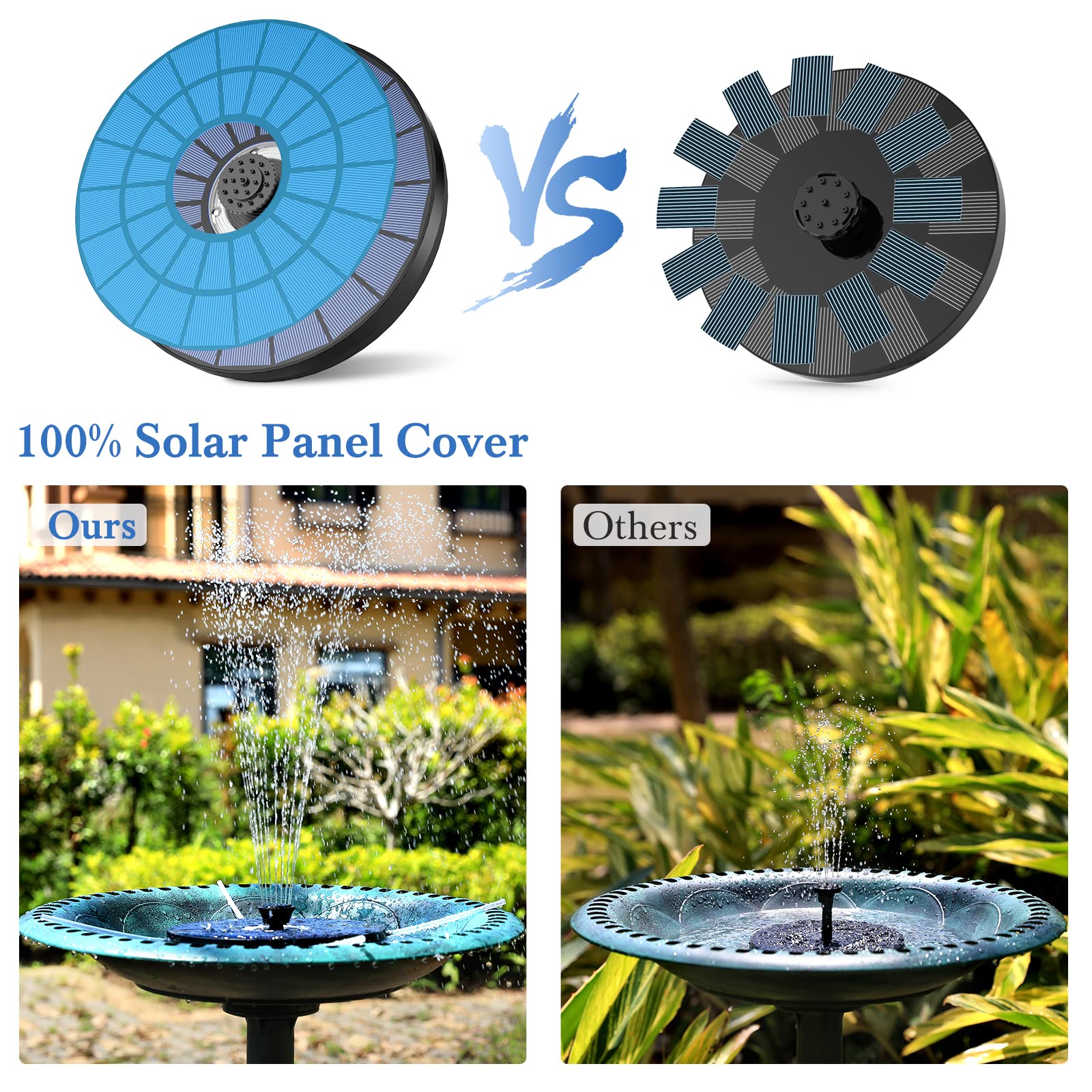 AMZtime Fontana Solare 5,5W con Luci LED 7 Ugelli Pompa per Giardino Stagno