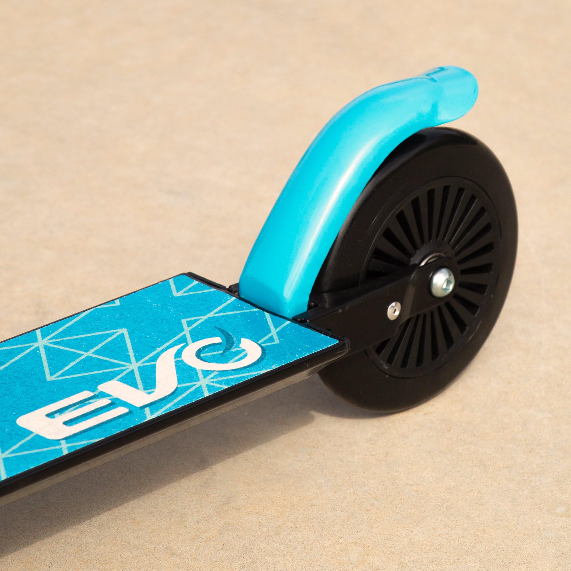 ColorBaby EVO Patinete 2 Ruedas Plegable, Color Azul, Manillar Ajustable 3 Alturas, Freno Trasero, ABEC-5, Tamaño 65x32x76 cm, Peso máx. 50 kg, Juguetes niños 5 años, Patinetes Infantiles (54342)