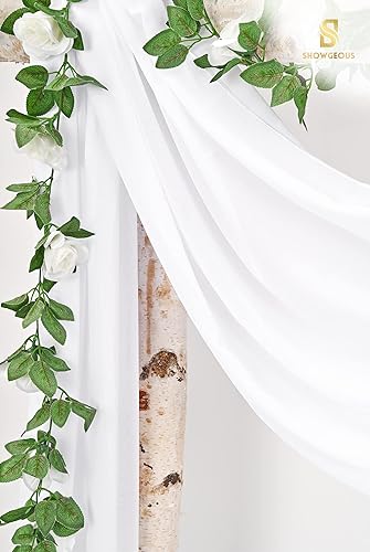 Miniatura 8 de 2 paneles de 28 x 20 pies, cortinas blancas para arco de boda para ceremonia, cortinas de tela de gasa para decoración de arco de boda para