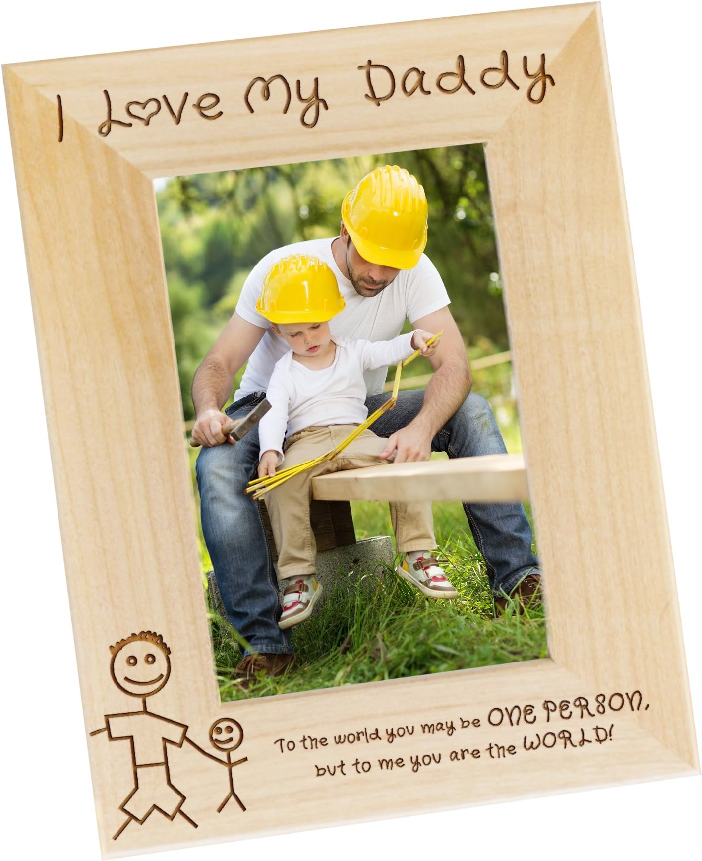 I Love My Daddy Wood Photo Frame Picture Frame, Dads Birthday Present, Gifts for Dad from Kids, WF32 (5" x 7" - Vertical)