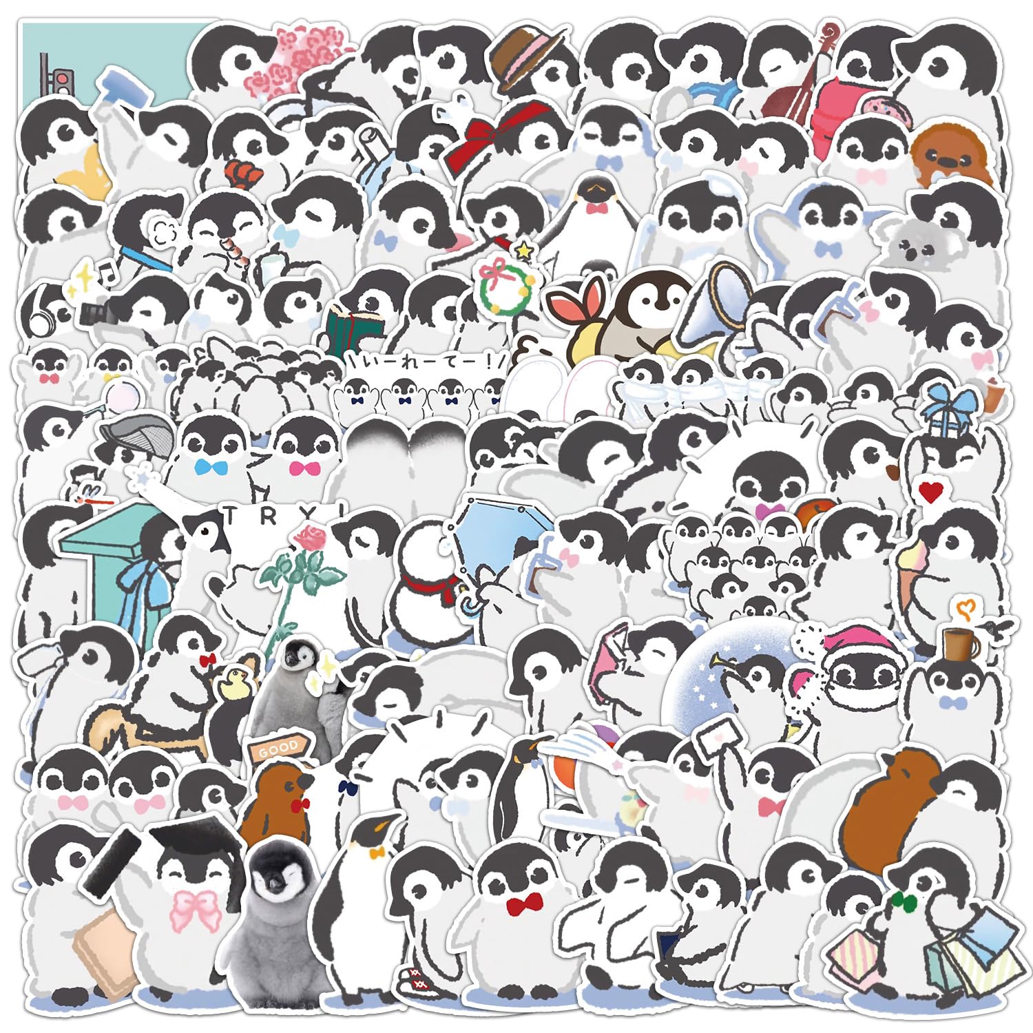 100 PCS Penguin Stickers for Water Bottle