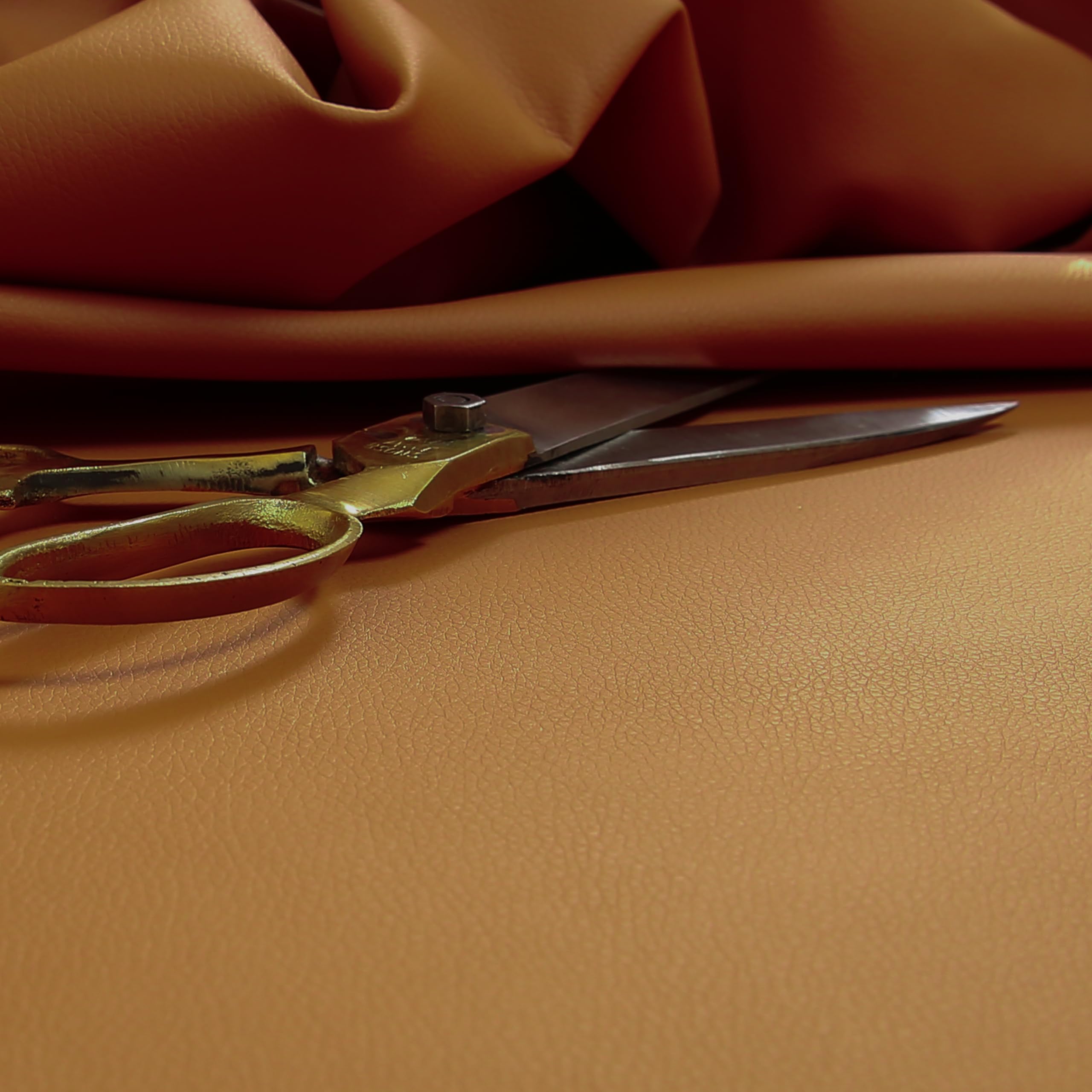 Redbrick Mill Fabrics Flame Retardant Faux Leather Material Perfect Textile for Upholstery Projects Chairs Furniture Furnishing, Tan Orange (1 Metre)